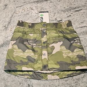 Camouflage Button-Up Skirt Quilted Down